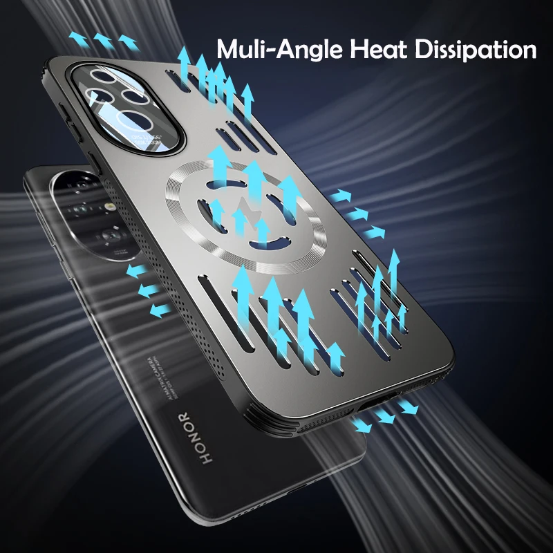 Funda de carga inalámbrica magnética con disipación de calor de Metal duro para Huawei HONOR 300 200 100 Magic 7 Pro Lite X9C funda trasera inteligente - imagen 2