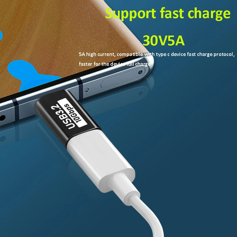Adaptador USB C a tipo C USB3.1 GEN2, convertidor de codo, extensión de sincronización de datos, conector hembra a macho tipo C para PC, portátil y tableta - imagen 2