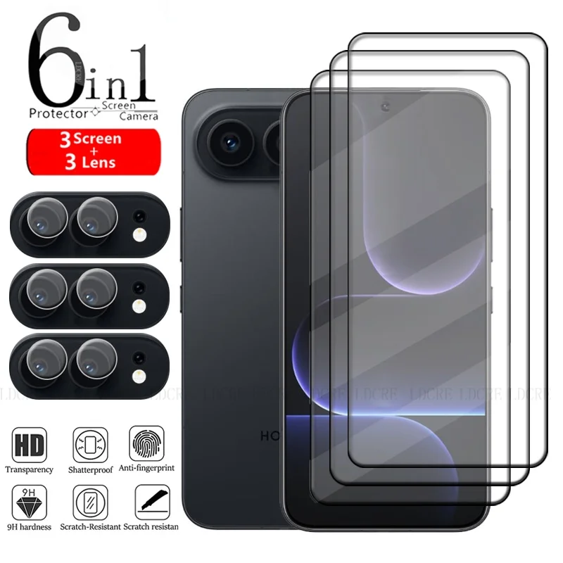 6 en 1 para Honor 500 vidrio Honor 500 vidrio templado cubierta completa pegamento protector 9H Protector de pantalla Huawei Honor 500 lente de vidrio