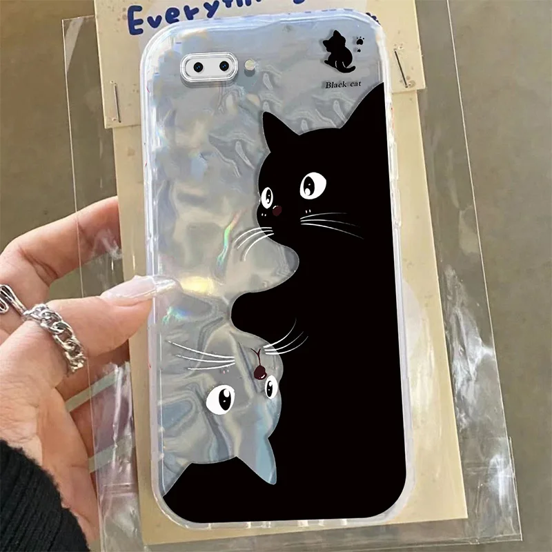 Funda de gato negro de flores para OPPO A5, A5S, A3S, A12E, A12, A7, A53S, 4G, A33, A53, A9, 2020 - imagen 2