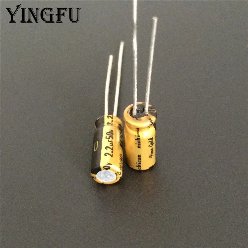 NICHICON-condensador de Audio de grado superior, patas de cobre, HIFI, 2,2 uF, 50V, FG (oro fino), 5x11mm, 50V, 2,2 uF - imagen 2