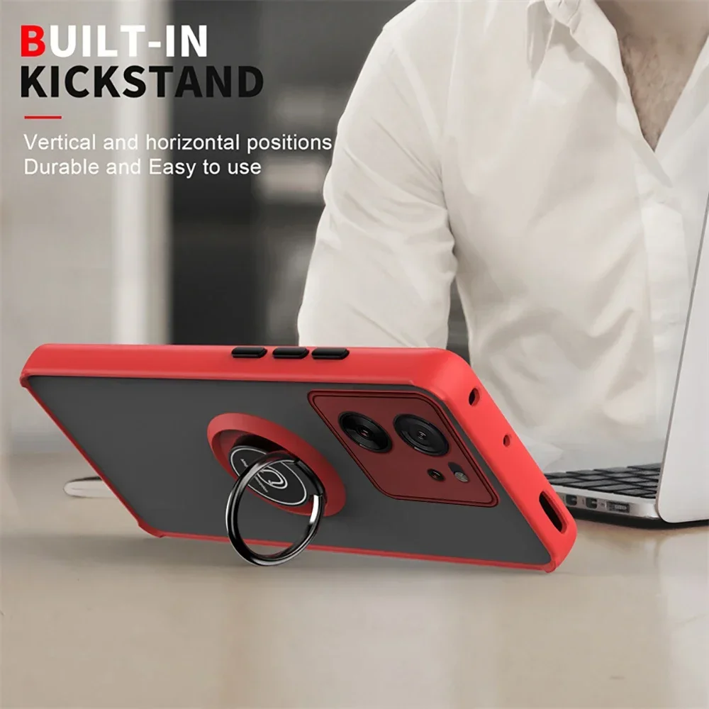 Armadura mate Funda para Xiaomi 13T Pro cubierta anillo soporte magnético soporte Coque Funda - imagen 3