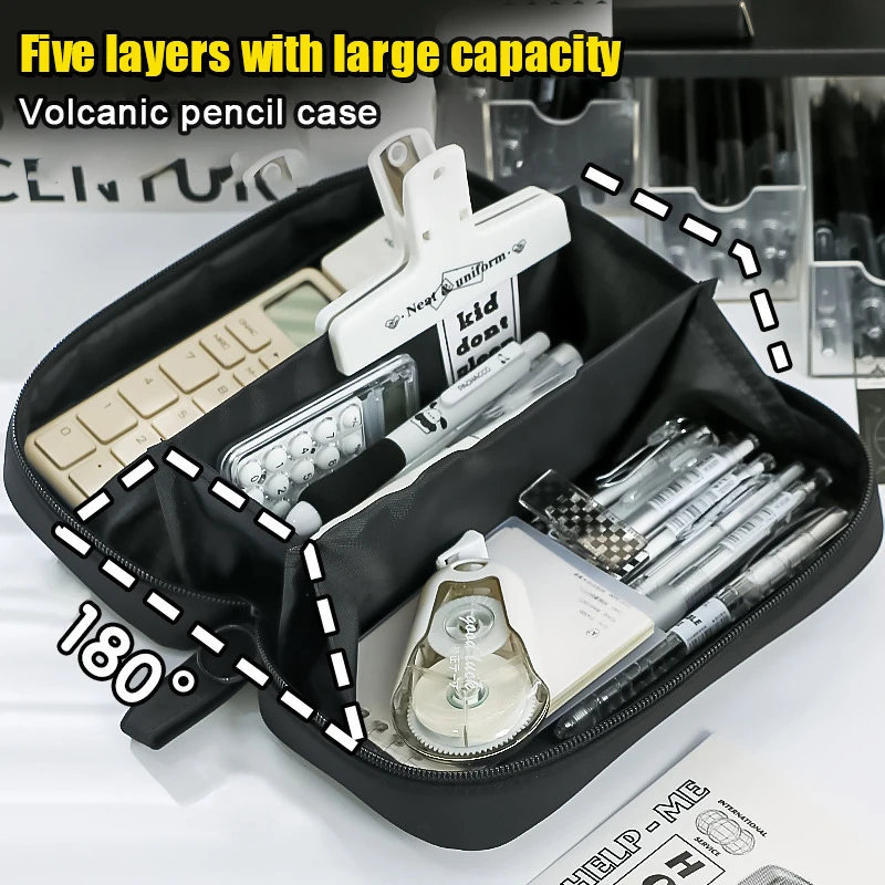 Nueva bolsa de lápices transparente de 5 capas con gran capacidad y diseño ligero, útiles escolares, estuches de lápices para niñas - imagen 4