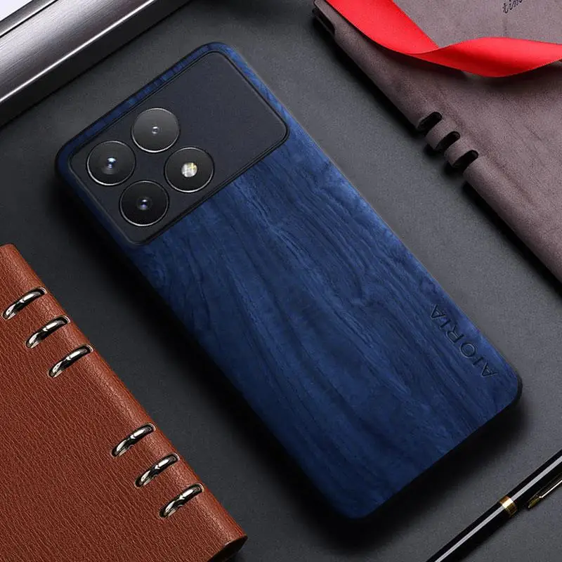 Funda para Xiaomi Poco X6 x5 Pro Poco X7 5G funda con patrón de madera de bambú funda trasera de cuero para xiaomi poco x7 poco x6 pro funda capa - imagen 3