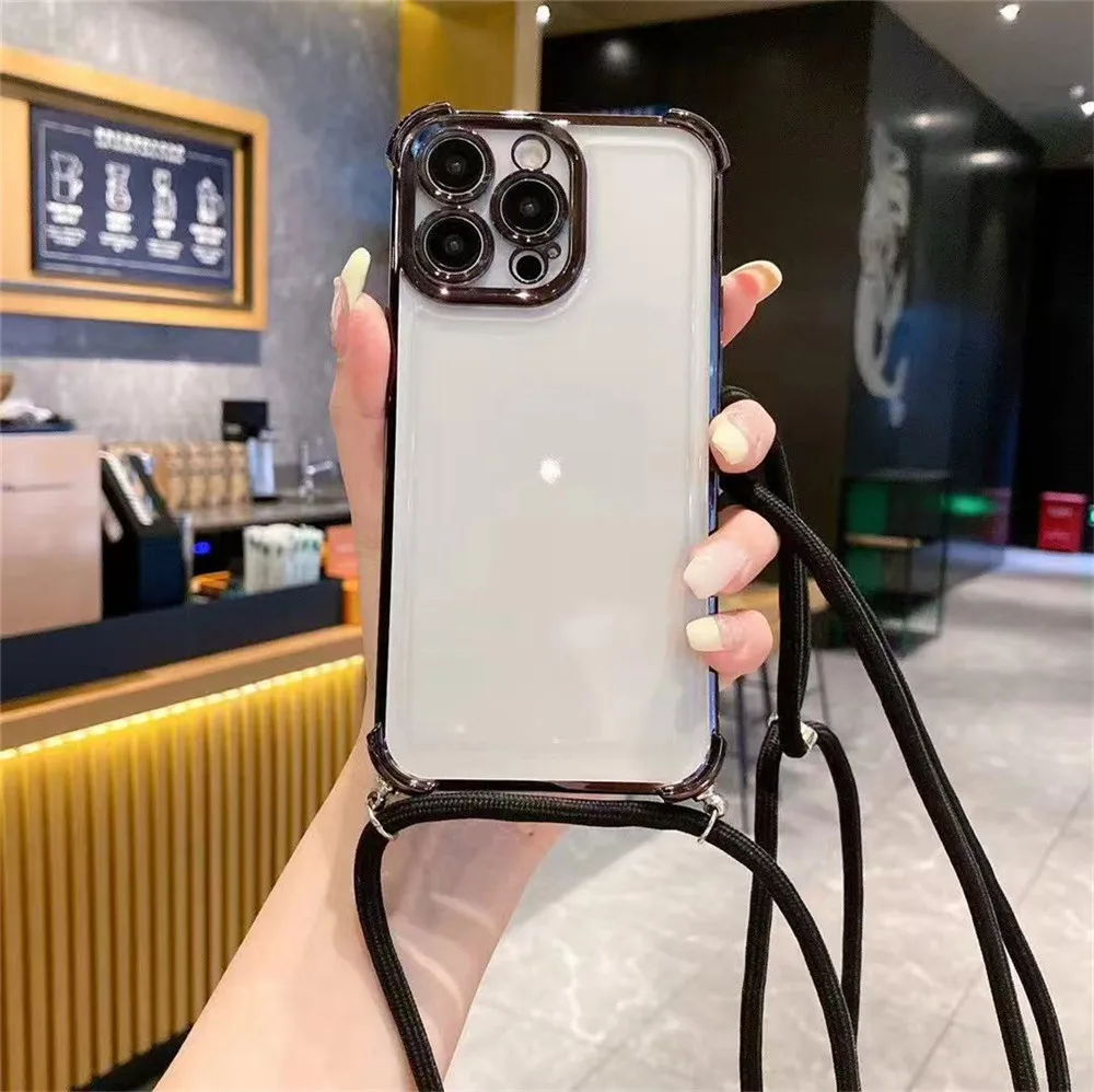 Funda cruzada con cordón a prueba de golpes para Honor 200 Pro 300 100 90 80 70 60 50 funda chapada de teléfono transparente de silicona para Honor 200 Lite - imagen 2