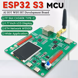 Placa de desarrollo ESP32 S3 con pantalla LCD de 1,77 pulgadas BT 2,5dbi WiFi módulo AI Internet de las cosas W5500 ETH N16R8 CH340K tipo C