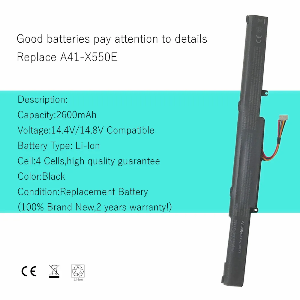 A41-X550E de batería del ordenador portátil para For Asus A450V K550E X750J A550D K751L X751L F450 P750LB X751MA F450C R752L X751MD F450E R752MA X751MJ - imagen 5