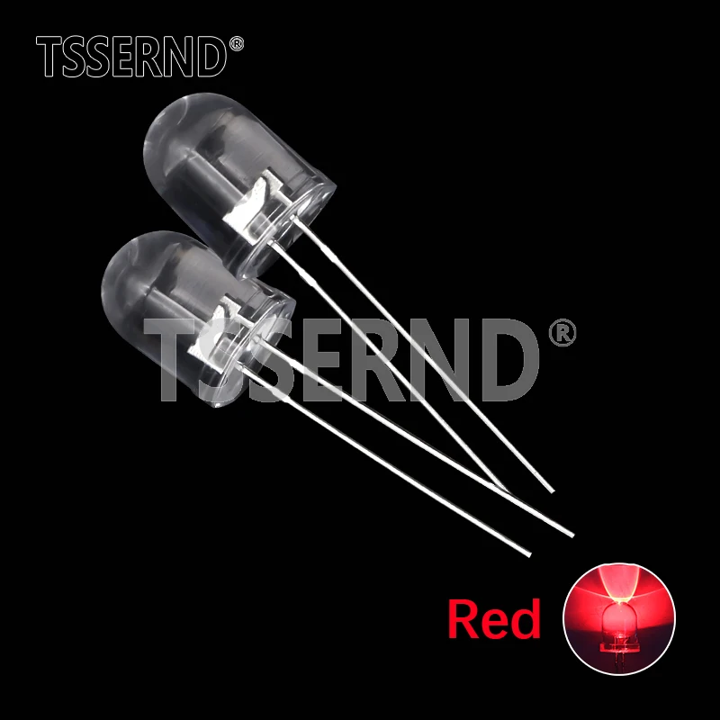 10 Uds F10 10mm LED 5 colores rojo azul amarillo verde blanco transparente 20mA 0,75 W lámpara de diodo emisor de luz LED redonda ultrabrillante - imagen 3