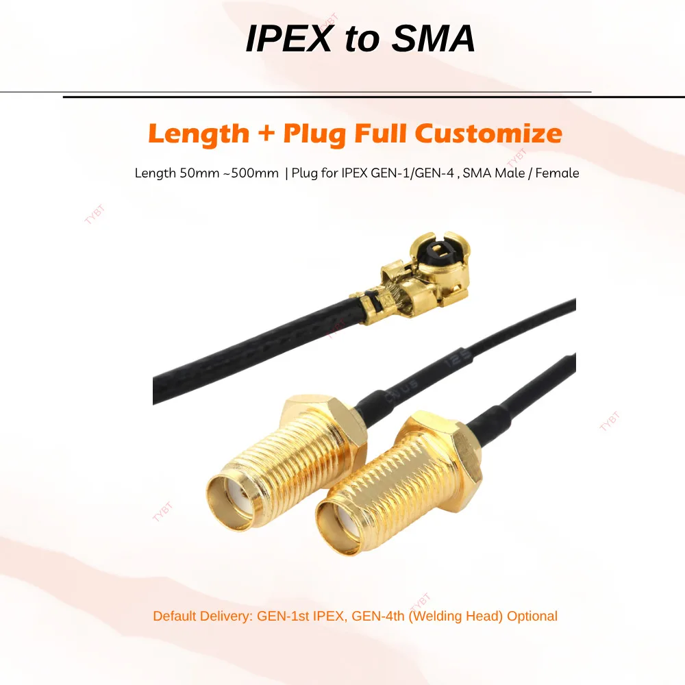 Cable de puente de conexión RF Cable RF hembra IPEX a SMA - Adaptador U.FL a SMA, cable de puente coaxial para antena/WiFi/GPS - imagen 3