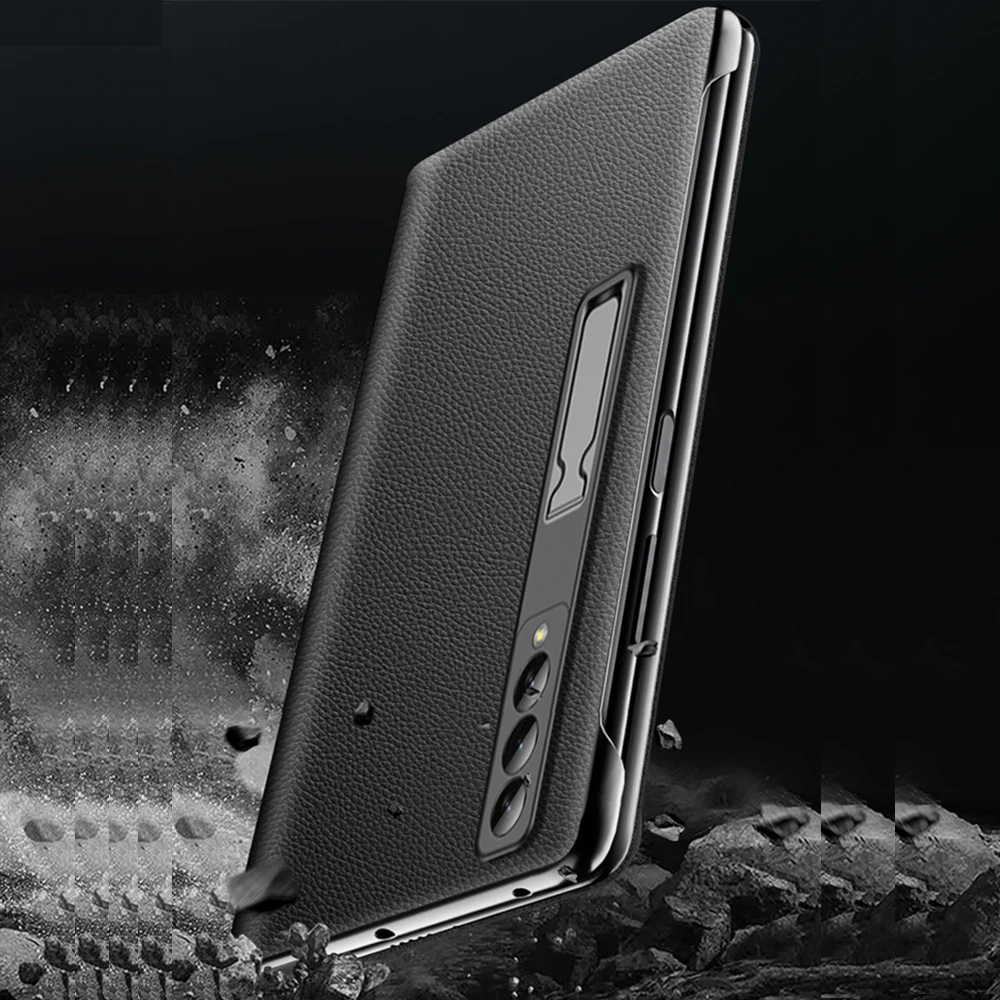 Funda de cuero genuino con tapa para Samsung Galaxy Z Fold 3/Z Fold 4, protección magnética inteligente con soporte - imagen 5