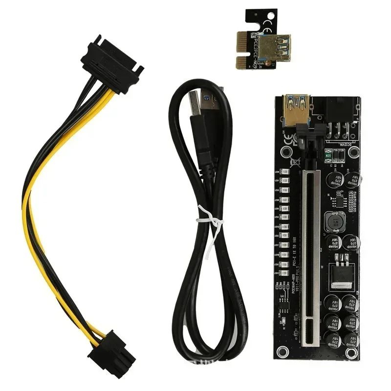 PCIE PCI Express PCI Riser Card 1X a 16X SATA 6Pin Power 0,6 M Cable USB 3,0 para tarjeta de vídeo 2022 nuevo VER009S Plus - imagen 2