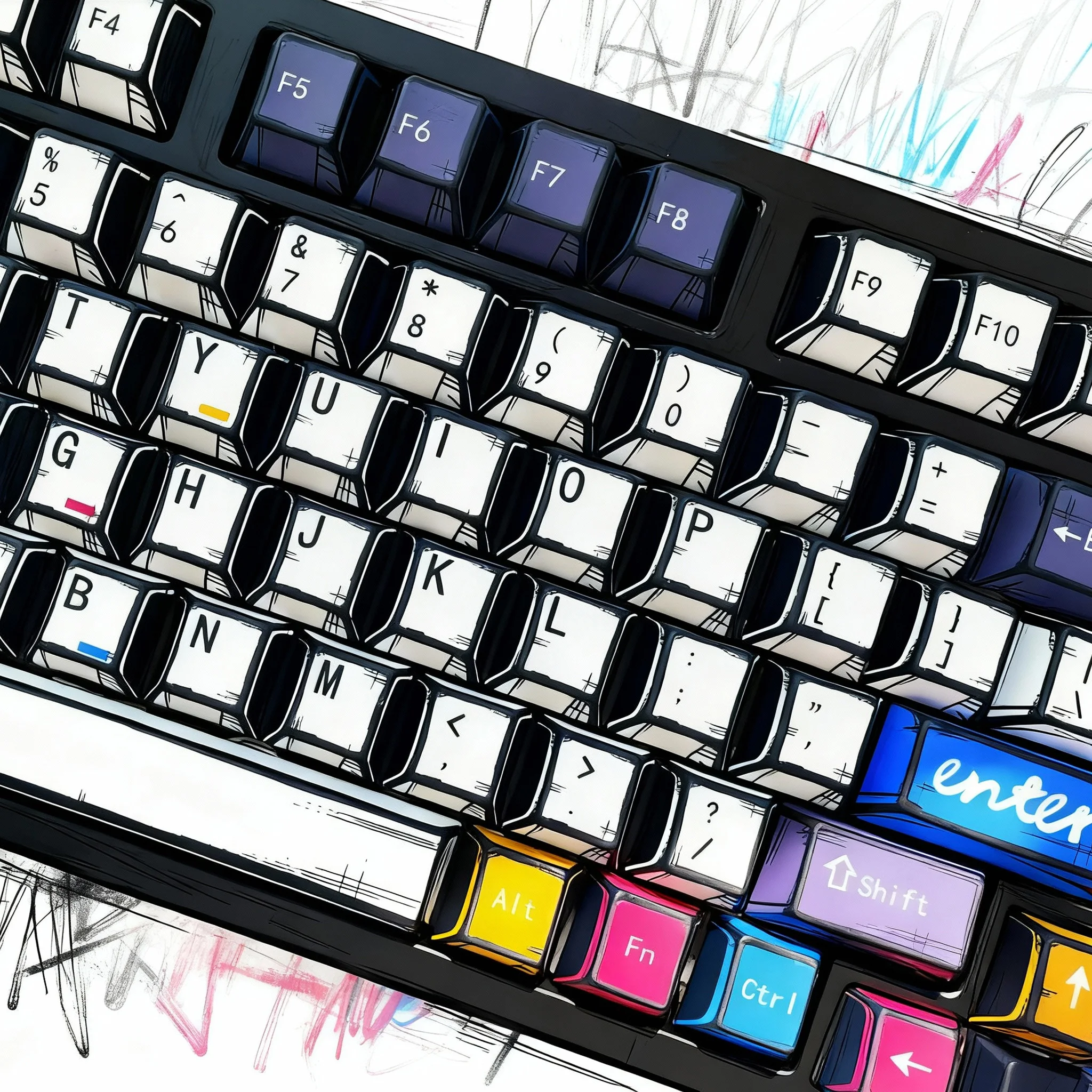 Teclas de teclado personalizadas con perfil de cereza con temática de Graffiti, 130 teclas, sublimación de tinte de cinco lados, teclas PBT para teclado MX Switch - imagen 3