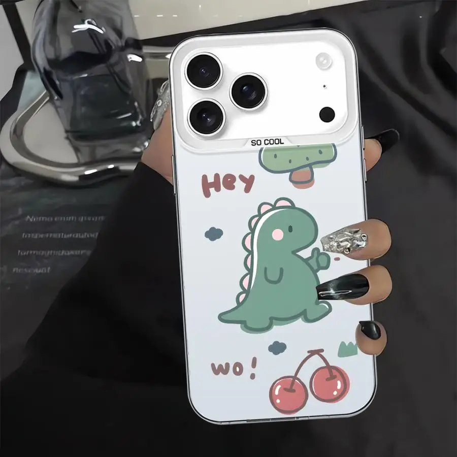 Funda para iPhone 16e 13 17Air XS 12 XR 14 15 Plus 11 16 17 Pro Max funda trasera para teléfono dibujos animados dinosaurio astronauta - imagen 4