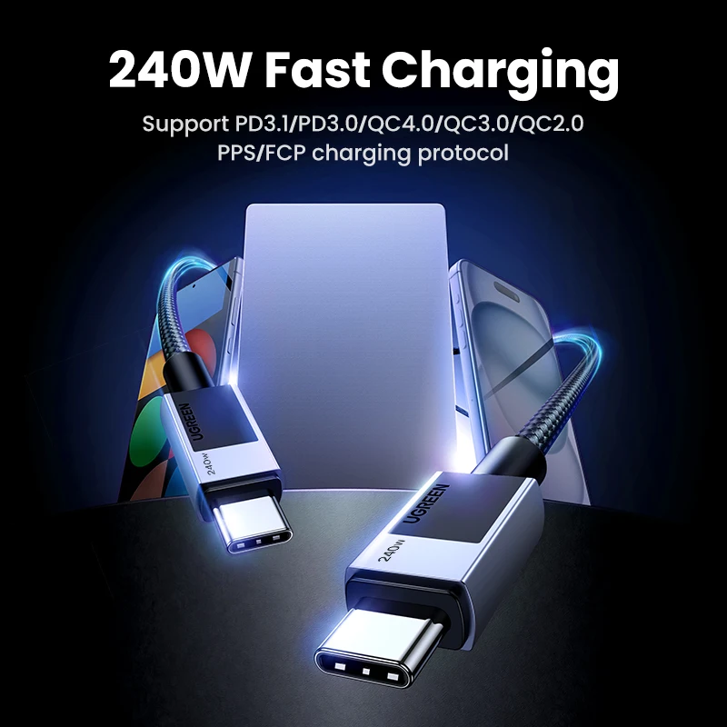 UGREEN PD 240W USB C a USB C Cable PD3.1 carga rápida para MacBook Pro Air Laptop iPhone 17 16 15 Pro Samsung 5A PD Cable de carga - imagen 2
