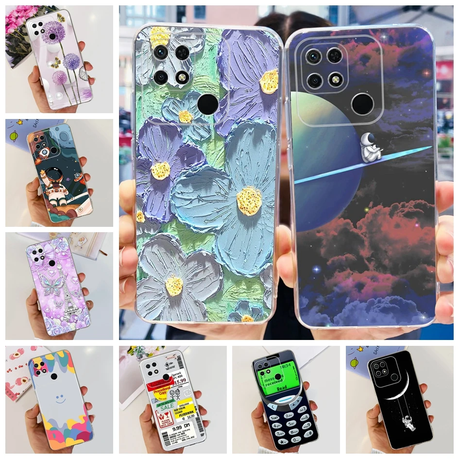 Para Redmi 10C Funda de silicona TPU Funda suave para Xiaomi Redmi 10C Funda de teléfono moda flor delgada Funda para Redmi10C 10 Power Coque