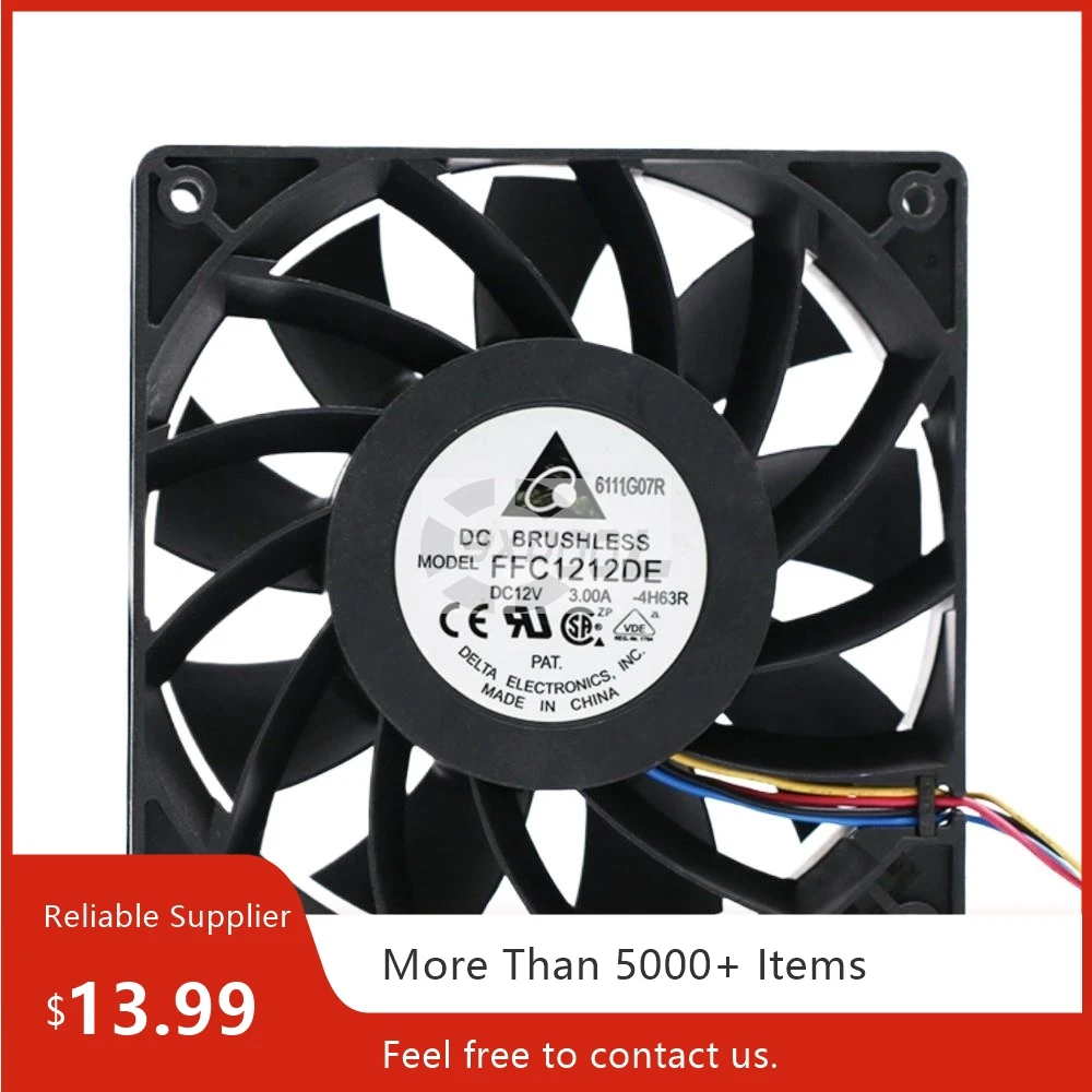 Flujo de aire grande de 120mm PWM para Delta FFC1212DE 120x120x38mm 12V 3A ventilador de refrigeración de doble bola de alta velocidad 230CFM - imagen 2