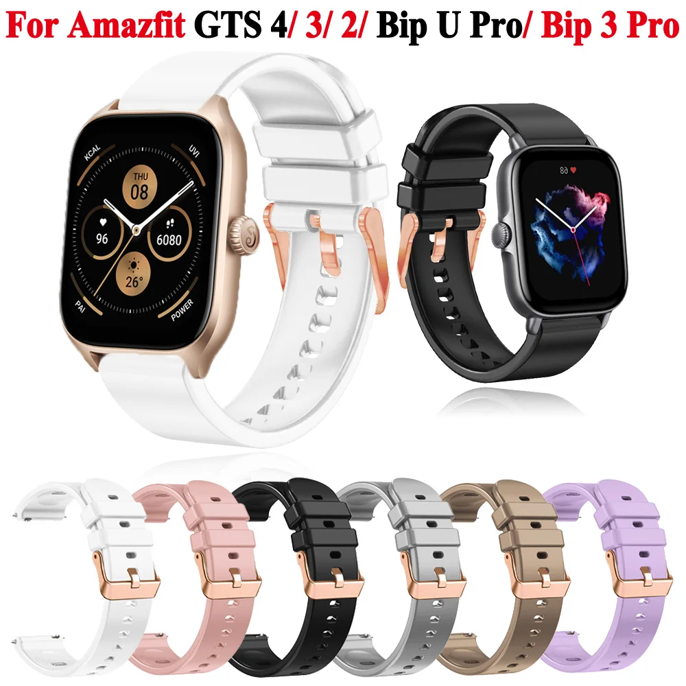 Correa de silicona de 20mm para reloj Huami Amazfit GTS 4 Mini /GTS 3 /GTS 2 2e, pulsera para Amazfit Bip U Pro /Bip 3 Pro
