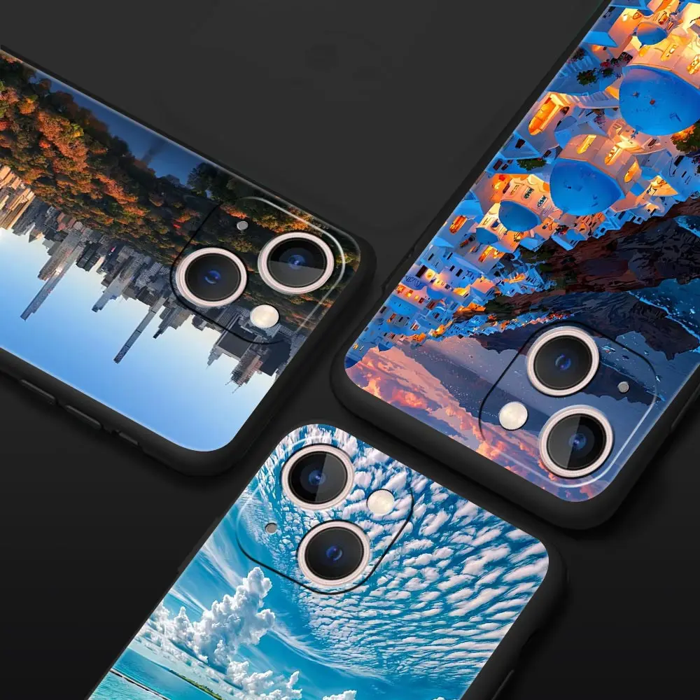 Nueva York ciudad paisaje costero funda de teléfono de lujo para iPhone 17 Air 16 Plus 13 15 14 12 11 Pro MAX 7 8 SE cubierta negra de TPU suave - imagen 2