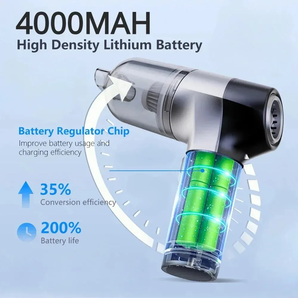 Aspiradora inalámbrica 4 en 1 para coche, bomba de mano para el hogar, portátil, de succión fuerte - imagen 3