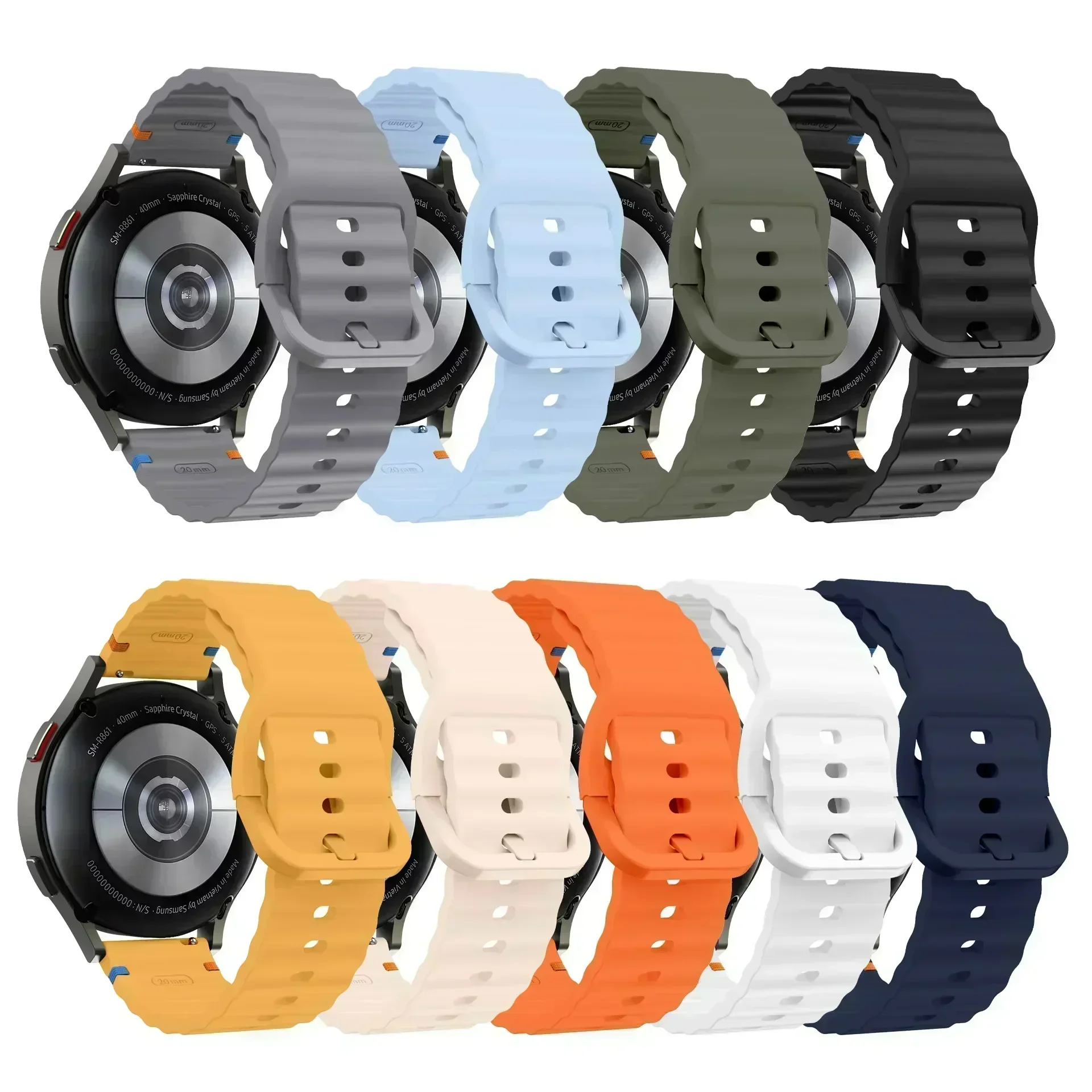 Correa de silicona de 20mm y 22mm para Samsung Galaxy Watch 7 FE 6 5 4/5 pro/6 Classic 43mm 47mm 44mm 40mm pulseras para Huawei Watch Band - imagen 3