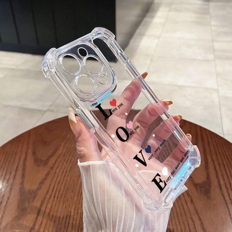 Funda de teléfono suave transparente con corazón de amor para iPhone 15 Pro Max, fundas para iPhone 11 12 13 14 Pro Max 15 Plus 7 8 SE 2020 X XS XR - imagen 4