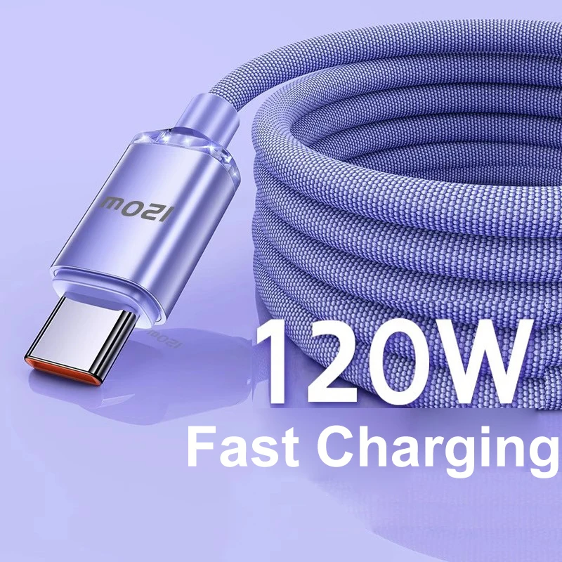 Cable USB tipo C de 120W 7A para Xiaomi 13, Samsung S23 Realme, cables USB C de carga rápida para teléfono móvil, cables de cargador de datos rápido tipo C