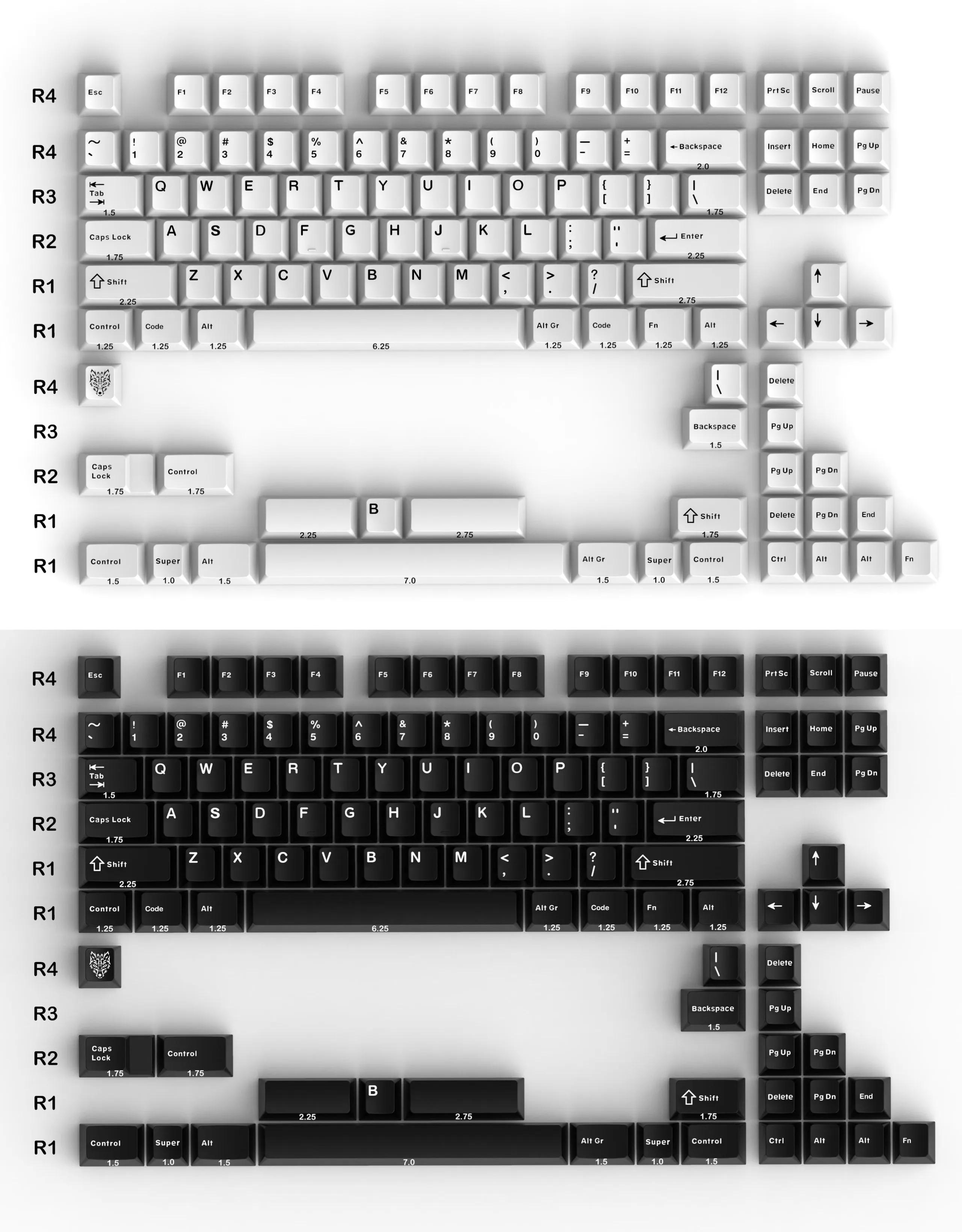 Aifei GMK WOB-Juego de llaves de arco, tapas de llave de doble tiro PBT, a prueba de luz, perfil de cereza, 2.25u, 2.75u, 7u, Barra espaciadora doble B, 1 Juego