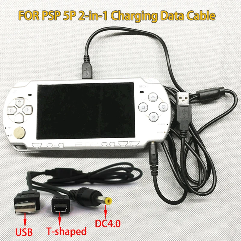 Cargador USB 2 en 1 para consola de juegos PSP 1000 2000 3000 3001 3004, Cable de datos USB + Cable cargador, accesorio para juegos, 1 unidad ﻿ - imagen 2