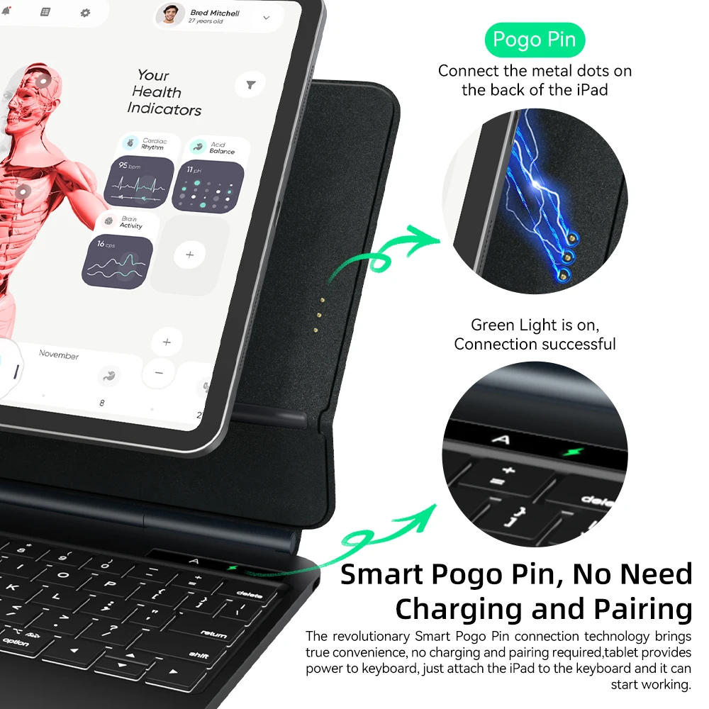 DANYCASE teclado mágico para iPad 10. a generación Pro 11 2024 Air 4 Air 5 Air 6 para iPad 12,9 6a 5a 4a 3a generación funda - imagen 5