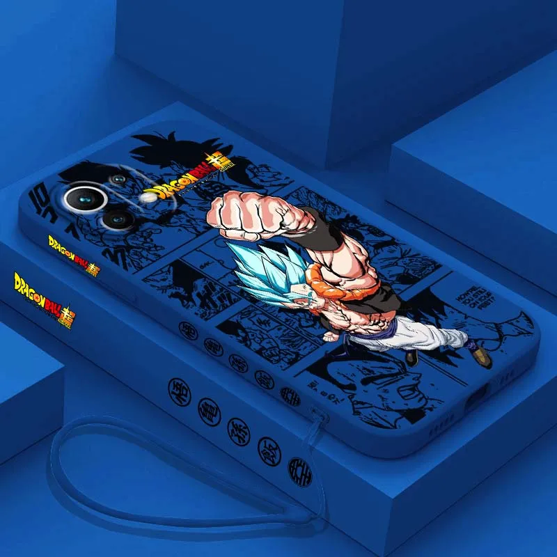 D-Dragon Ball Son Goku Saiyan cubierta para Xiaomi Mi 17 15 14 13 12 11 9 13T 12T Lite Pro Max 5G funda de teléfono con cuerda izquierda líquida - imagen 3