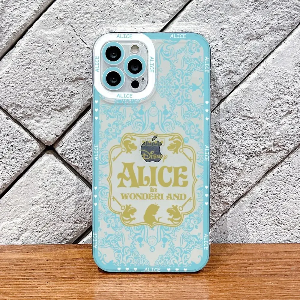 Alice in Wonderland Phone Case for iPhone 16 15 14 Plus 13 12 Mini 11 Pro Max X Xs XR 7 8 Border Print Transparent Soft Cover - imagen 3