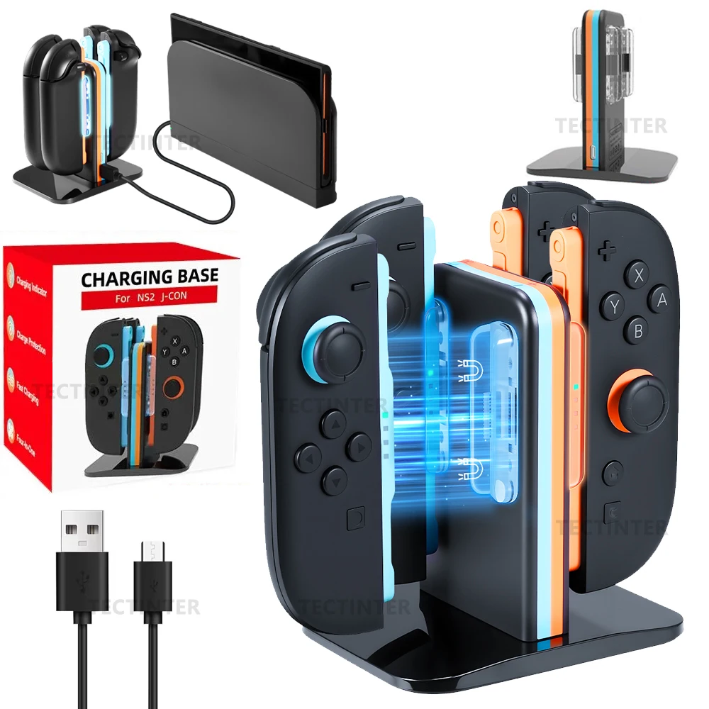 Estación de carga 4 en 1 para Nintendo Switch 2, soporte de cargador rápido JoyCon para controlador NS Switch 2, accesorios para mando - imagen 2
