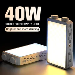 40W LED Camera Light 2500K-9000K Bi-Color 4400mAh Video Lamp Handheld Fill Light RGB Handle Portable on Camera Photography Light