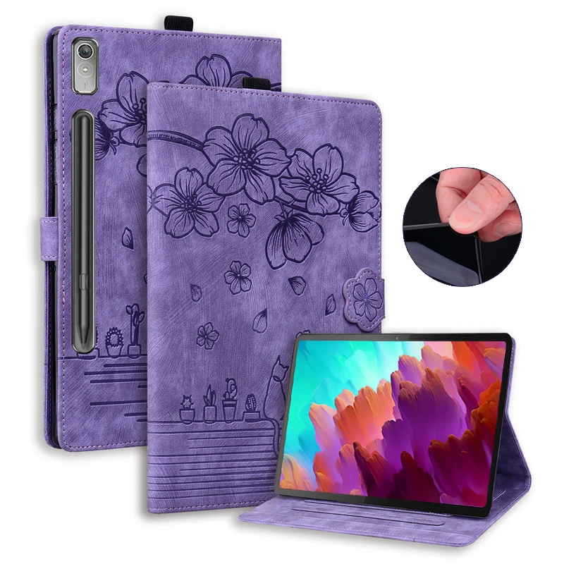 Para XiaoxinPad Xiaoxin Pad Pro 12,7 funda Linda flor de gato en relieve suave TPU trasera para Lenovo Xiaoxin Pad Pro 12 7 2023 P12