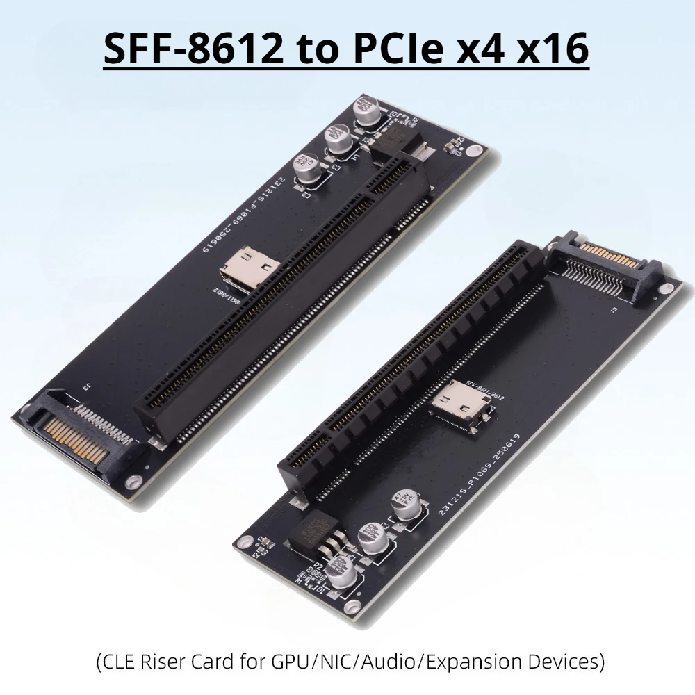 Placa base SFF-8612 a PCIe X4 X16 adaptador tarjeta de expansión para PCI-E 4,0/3,0 Riser SSF-8611 4i a SFF8611 Cable gráficos externos - imagen 2