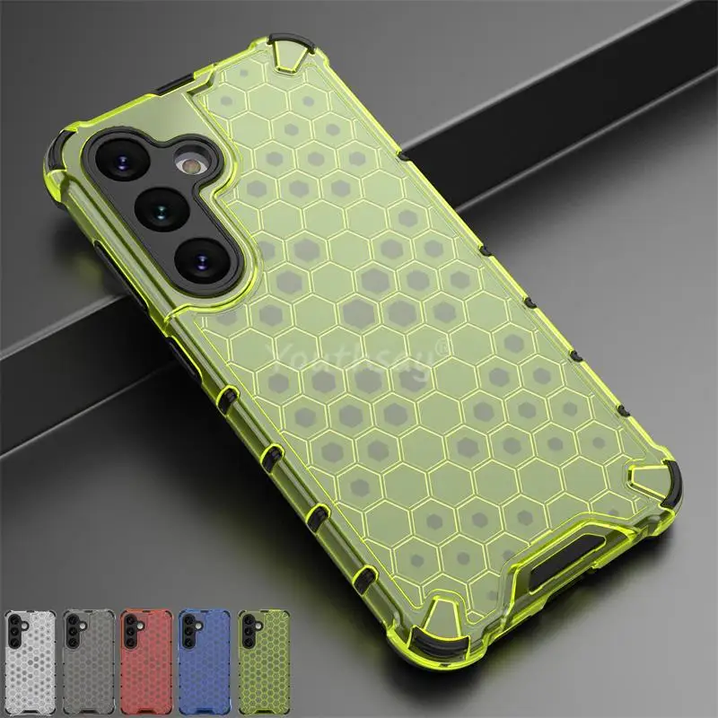 Nido de abeja a prueba de golpes para Samsung Galaxy S24 funda armadura Capa Samsung S24 Plus Ultra cubierta translúcida TPU PC Protector S24 funda