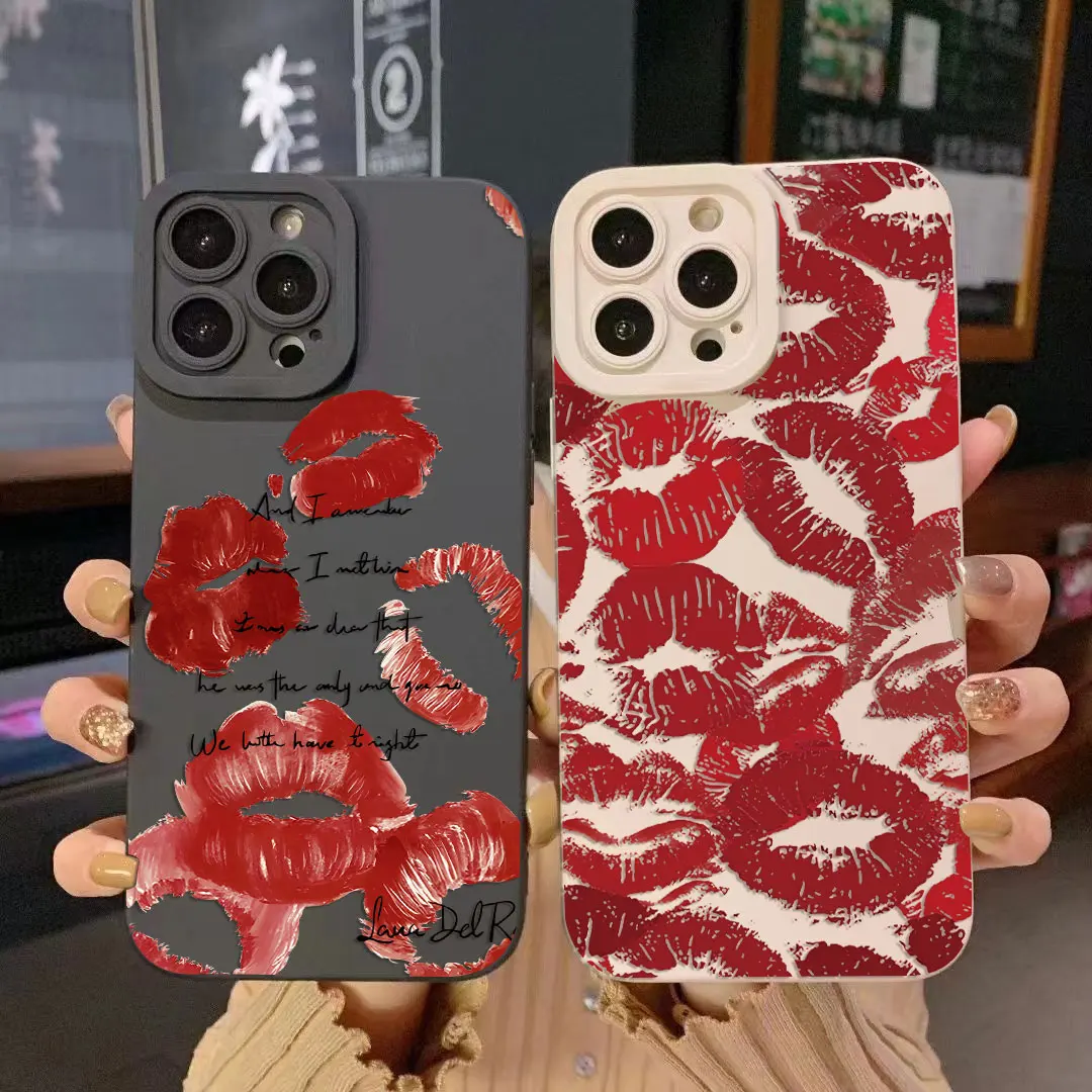 Funda de teléfono con pantalla completa de pupila de lujo con labios rojos sexys para iPhone 16 15 14 13 12 11 X XR Xs 8 7 Plus Pro Max, funda trasera de silicona