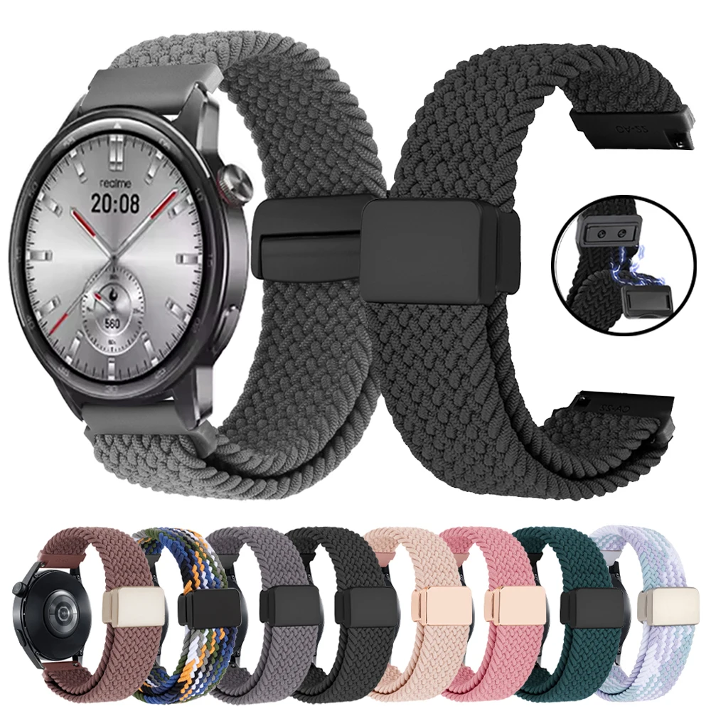Correa magnética trenzada de 22mm para Realme Watch S2 3 2 S Pro, pulsera para OnePlus Watch 3 2 2R/OPPO Watch X 4 Pro