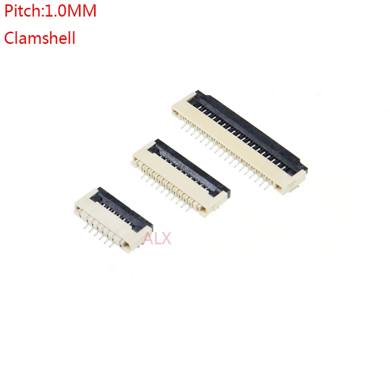 10 Uds Ffc Fpc Cable conector paso 1,0mm alto 2mm tipo Contacto inferior tipo enchufes 4p 6p 8p 10p 12p 16p 20p 30p 40p