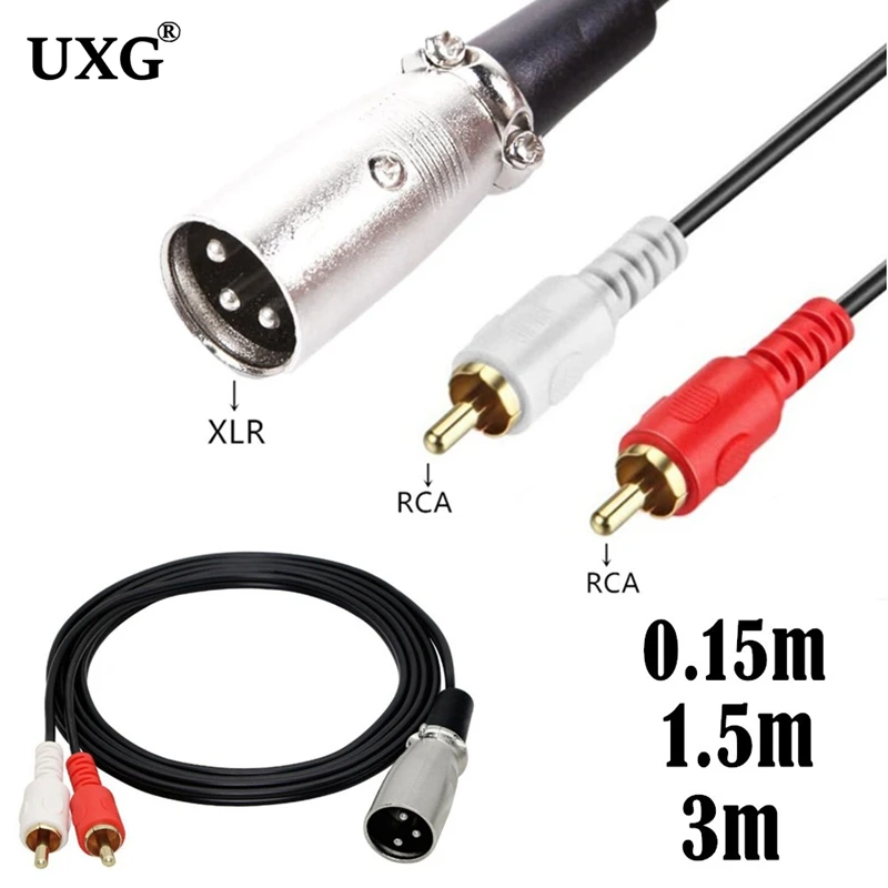Cable de enchufe RCA de Audio macho a 2 XLR 3 pines macho hembra amplificador de cañón enchufe de mezcla Cable AV doble XLR a Cable RCA Dual - imagen 4