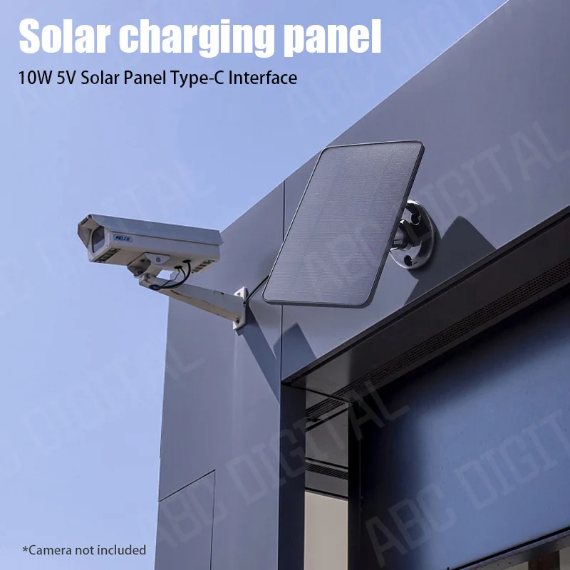 Kit de paneles solares de 10W y 5V, paneles solares 2 en 1 tipo C, carga de células solares para exteriores, cámara de seguridad/sistema de iluminación para el hogar pequeño
