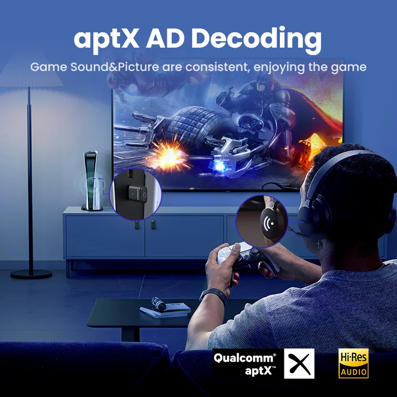 UGREEN-Adaptador de Audio aptX HD para PC Nintendo Switch, transmisor con Bluetooth 5,3, USB tipo C, micrófono y altavoz - imagen 2