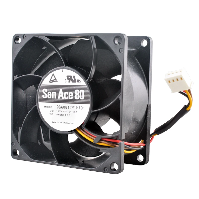 9GA0812P1H701 ventilador de 8cm 80mm 80x80x32mm DC12V 0.60A ventilador de refrigeración de alta velocidad con doble rodamiento de bolas de 4 pines para gabinetes de servidor - imagen 3