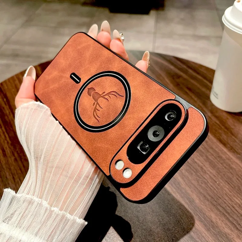 Funda de cuero de lujo para teléfono Magsafe con carga inalámbrica magnética para Google Pixel 10 9 ProXL 10 9 Pro 9 9A 10 9 Pro XL fundas