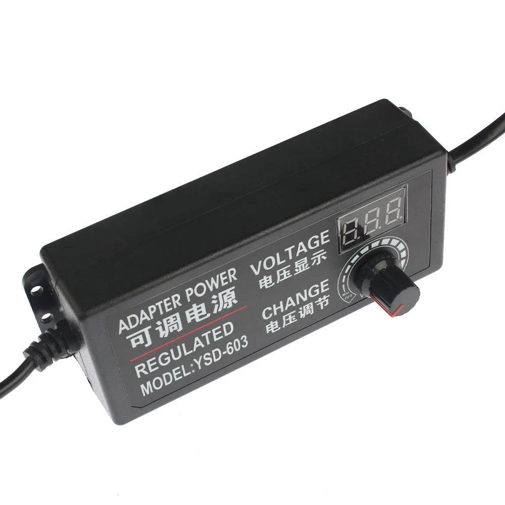 Adaptador de fuente de alimentación ajustable CA a CC 3V 9V 12V 24V adaptador Universal enchufe UE/EE. UU. con pantalla de visualización regulada por voltaje - imagen 2