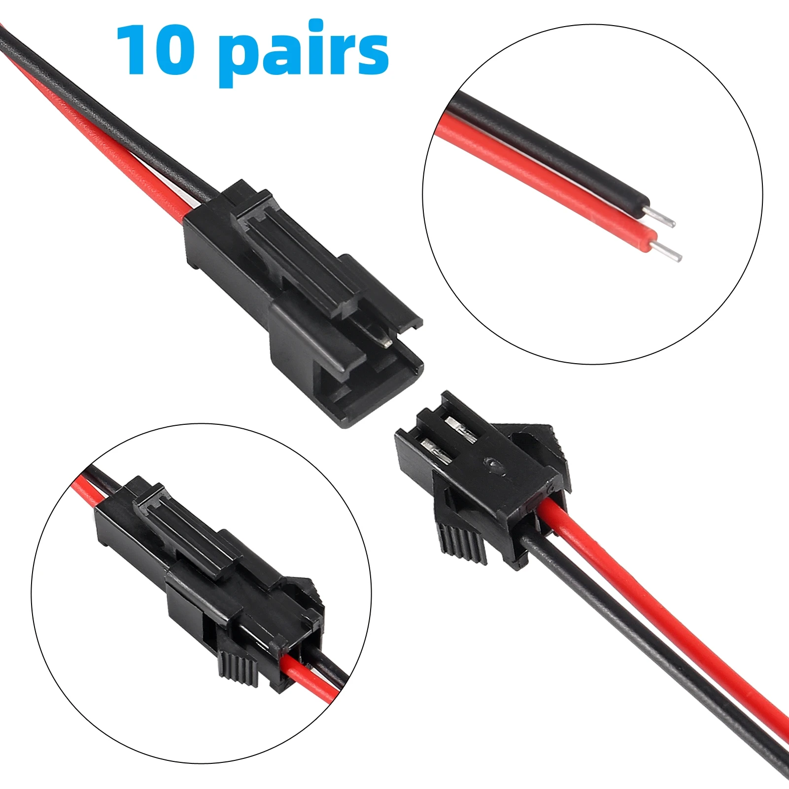 10 pares 15cm JST SM 2 pines enchufe macho a hembra conector de Cable 20AWG Cable conector de Terminal para luz LED