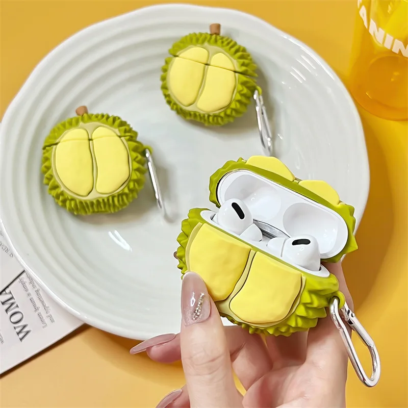 Para Funda Airpods Pro 3, Funda protectora de silicona para auriculares Durian Fruit 3D para Airpods Pro 2 Funda/Airpods 4 3 2 1 Funda - imagen 2