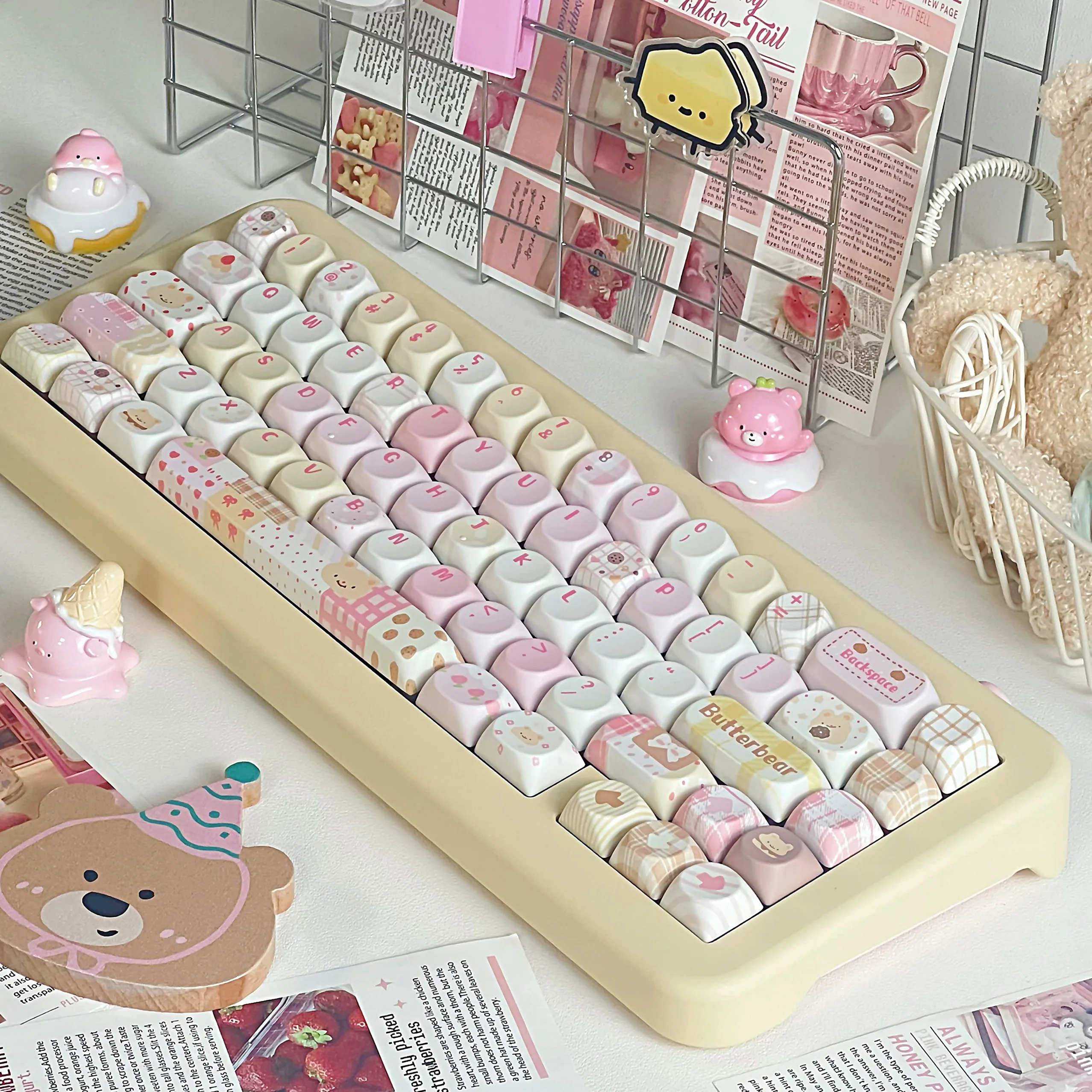 Teclas con temática de oso de mantequilla, juego de teclas SOA, teclas PBT, tapa de teclado personalizada, tapa de tecla de perfil Chreey para teclado mecánico - imagen 2
