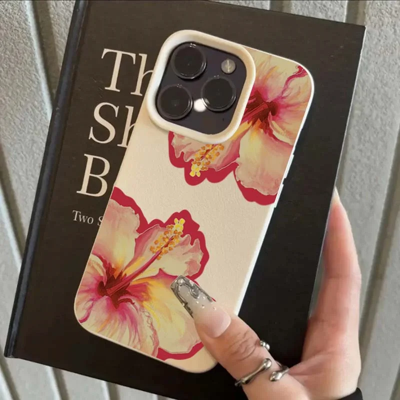 Funda elegante con diseño de hibisco rosa para iPhone 16 15 14 11 13 12 Pro Max XR 16e 15 14 16 Plus XS Max X Funda de TPU a prueba de golpes - imagen 3