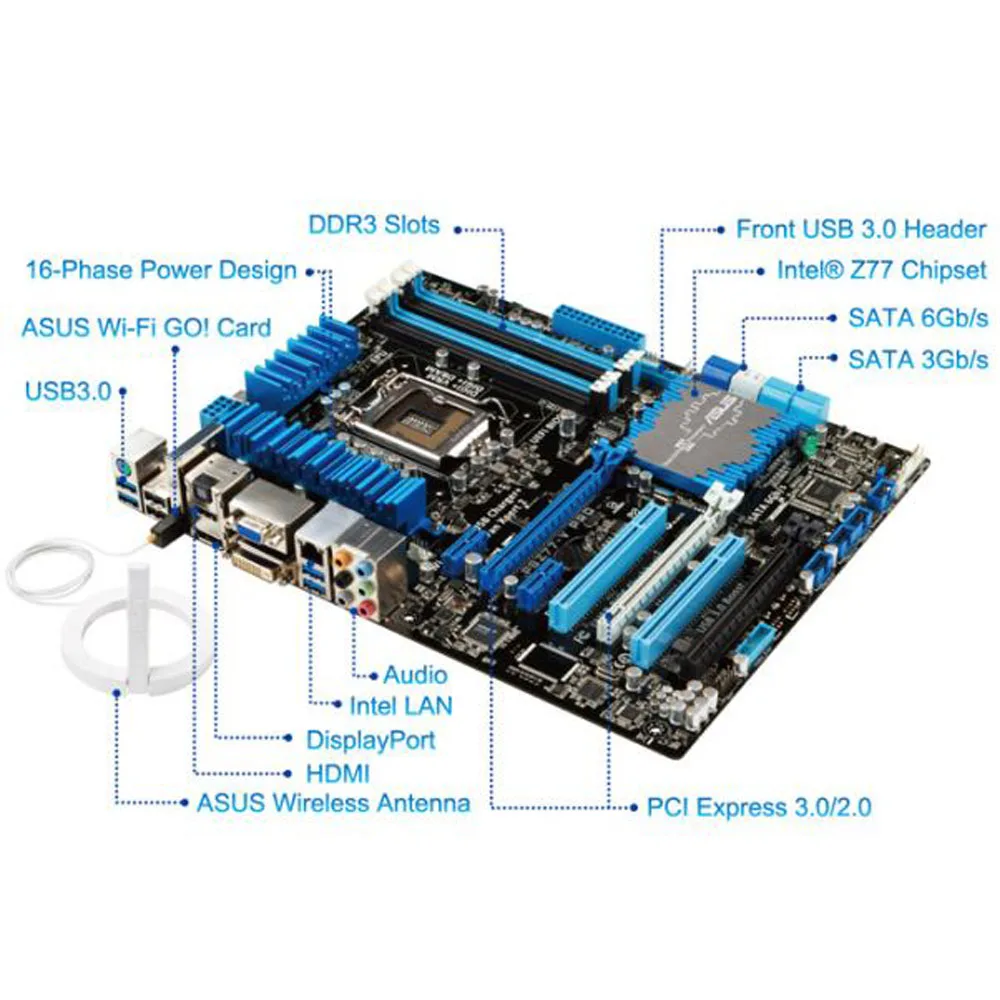 Placa base Intel ASUS P8Z77-V PRO LGA 1155 Intel Z77 HDMI SATA 6 Gb/s USB 3.0 ATX usada - imagen 3